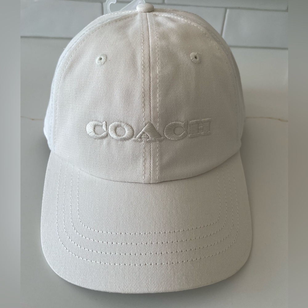 Coach Embroidered Baseball Hat, MSRP $75, Chalk - One Size NWT
